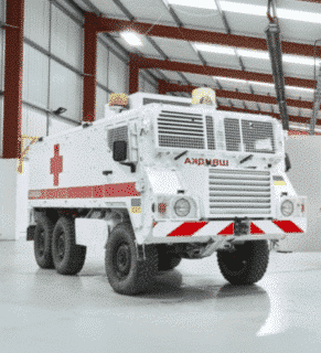 Une ambulance militaire préparée par Venari Group